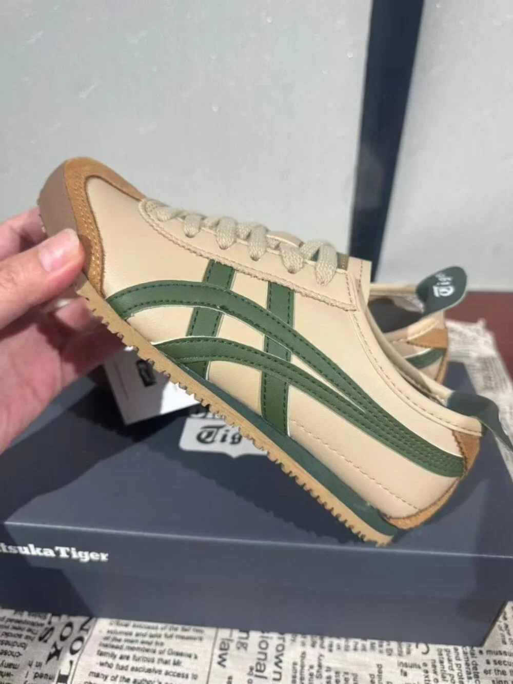 Onitsuka Tiger Beige Green Brown Low Top Sneakers